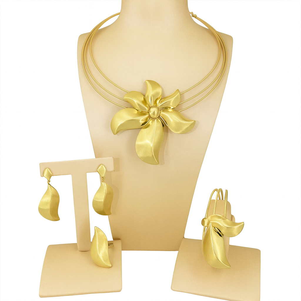 Luxury Floral Gold Jewelry Set