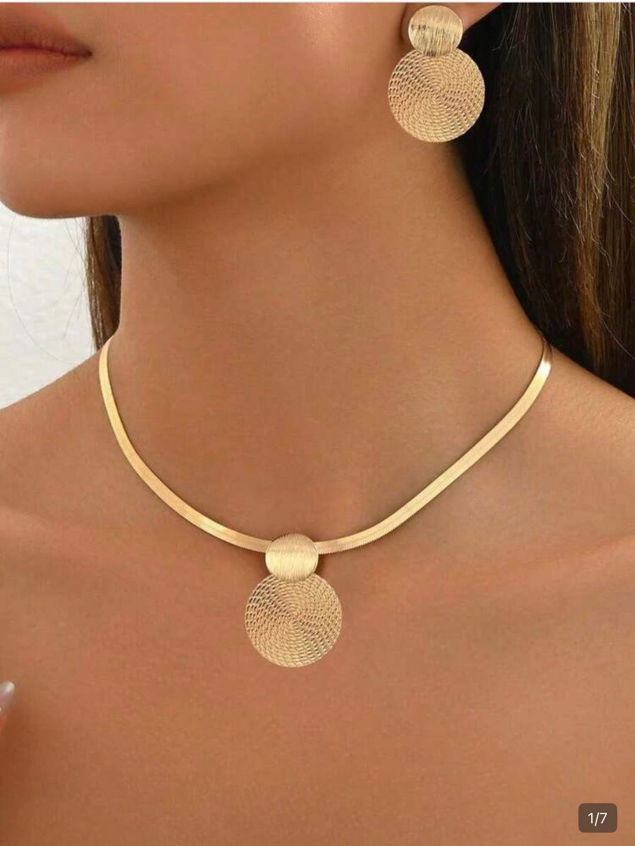 Golden Mesh Pendant Jewelry Set