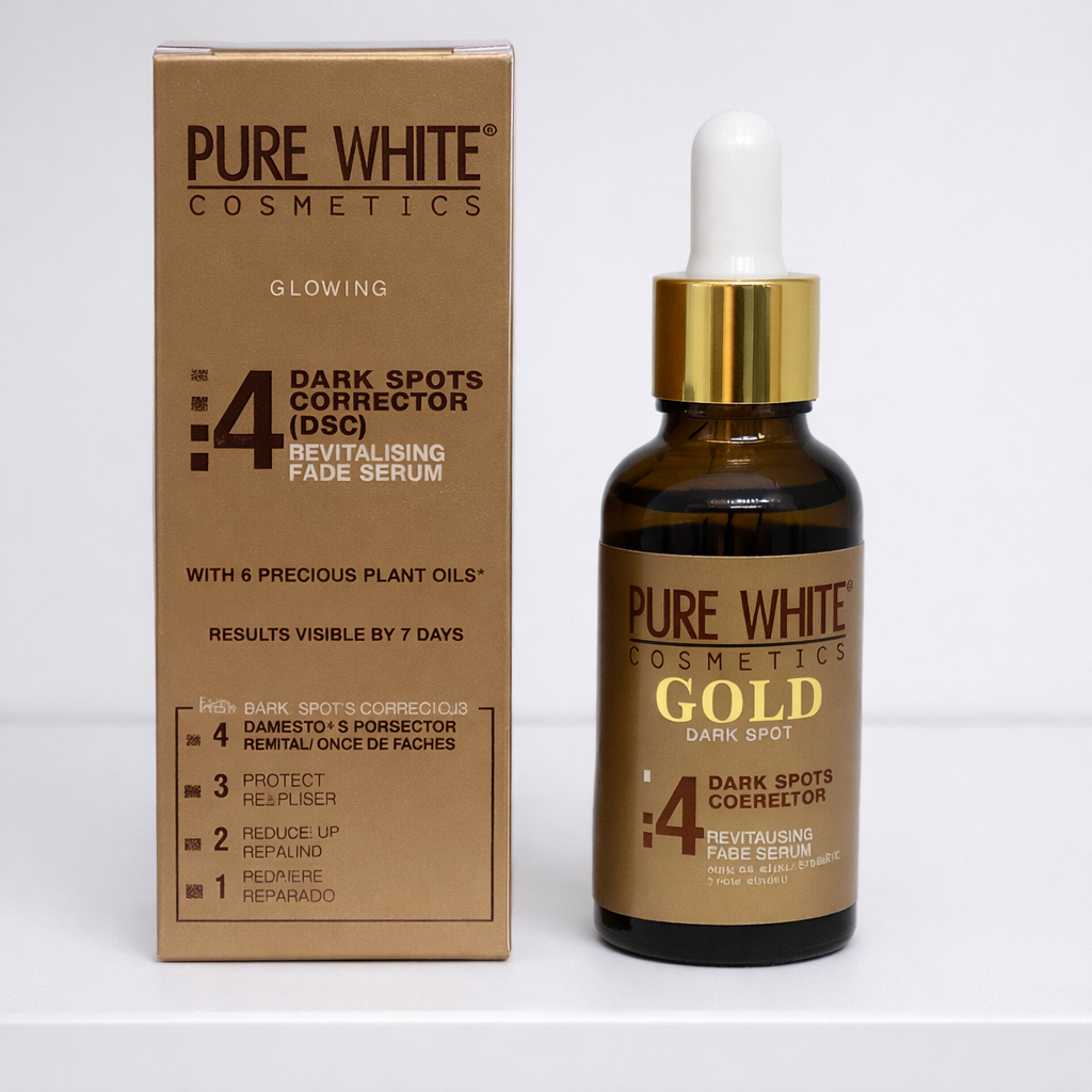 Pure White Cosmetics Gold Dark Spots Corrector Revitalising Fade Serum 1.69 Fl With Drop Cover