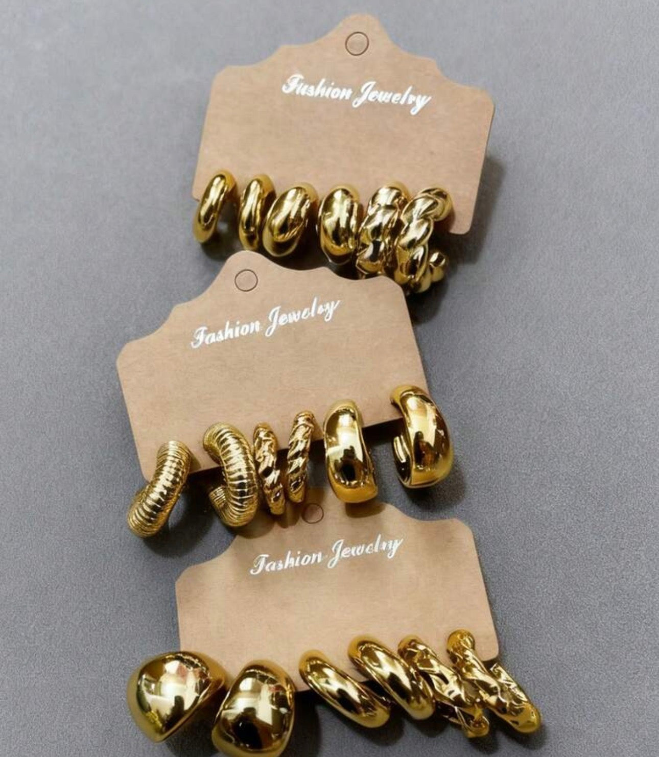 Golden Chic Hoop Earrings Set – 3 Pairs