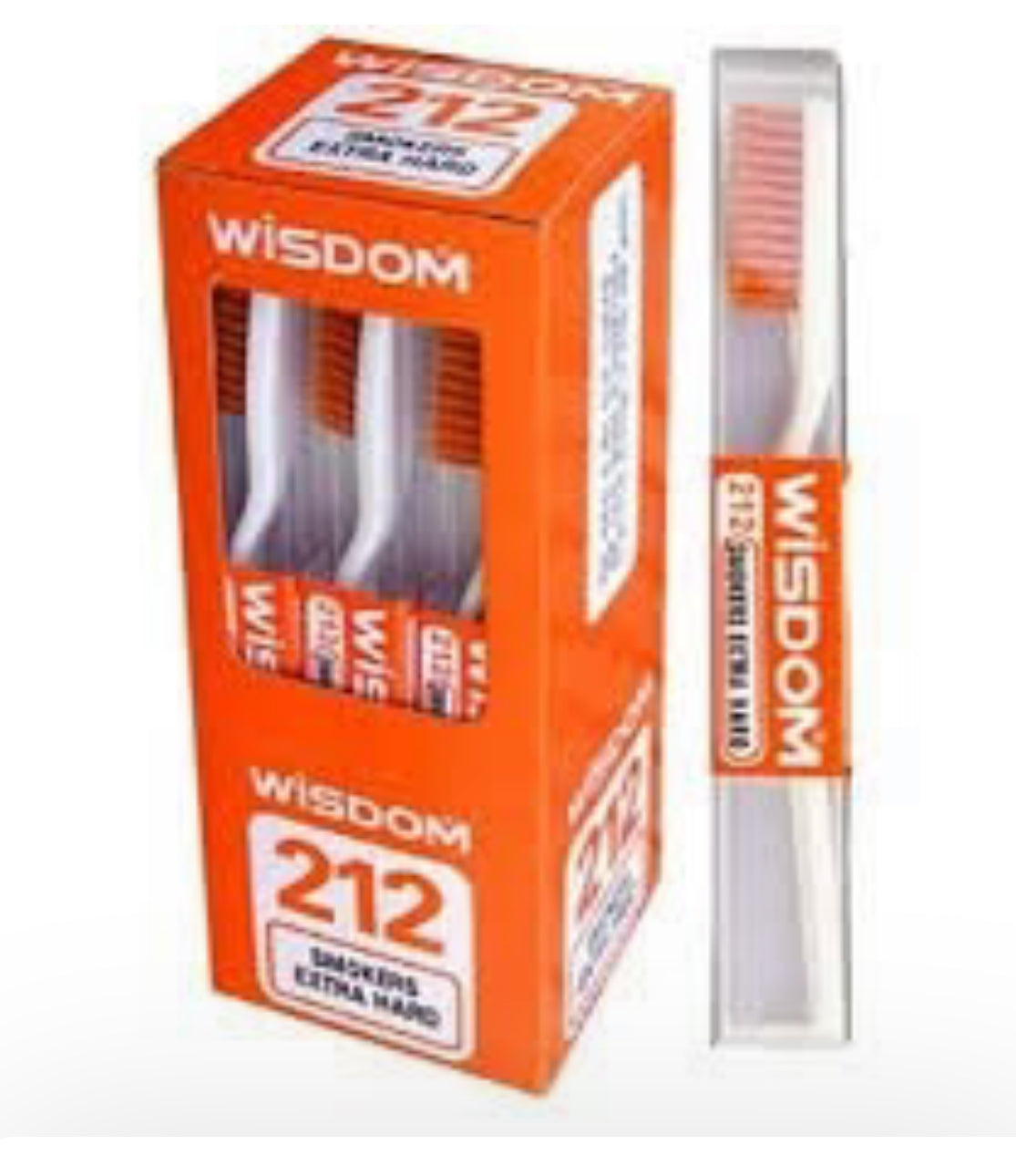 12X Wisdom 212 Smokers Extra Hard Brown Bristle Tooth Brush.USA