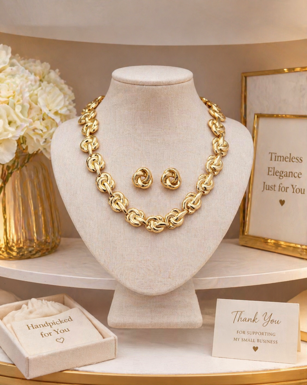 Elegant Gold Knot Jewelry Set