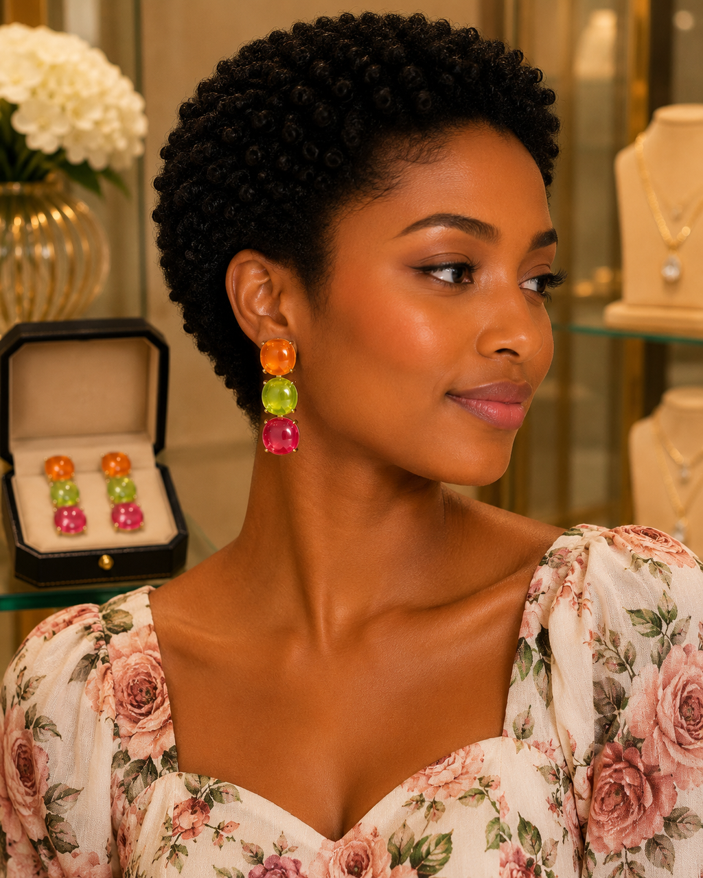 Colorful Gemstone Statement Drop Earring