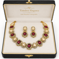Ruby & Champagne Crystal Jewelry Set