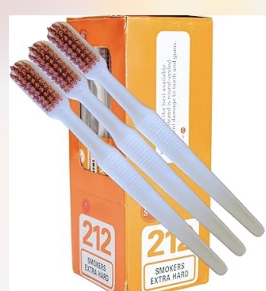 5  pcs Wisdom 212 Smokers Extra Hard Brown Bristle Tooth Brush.USA