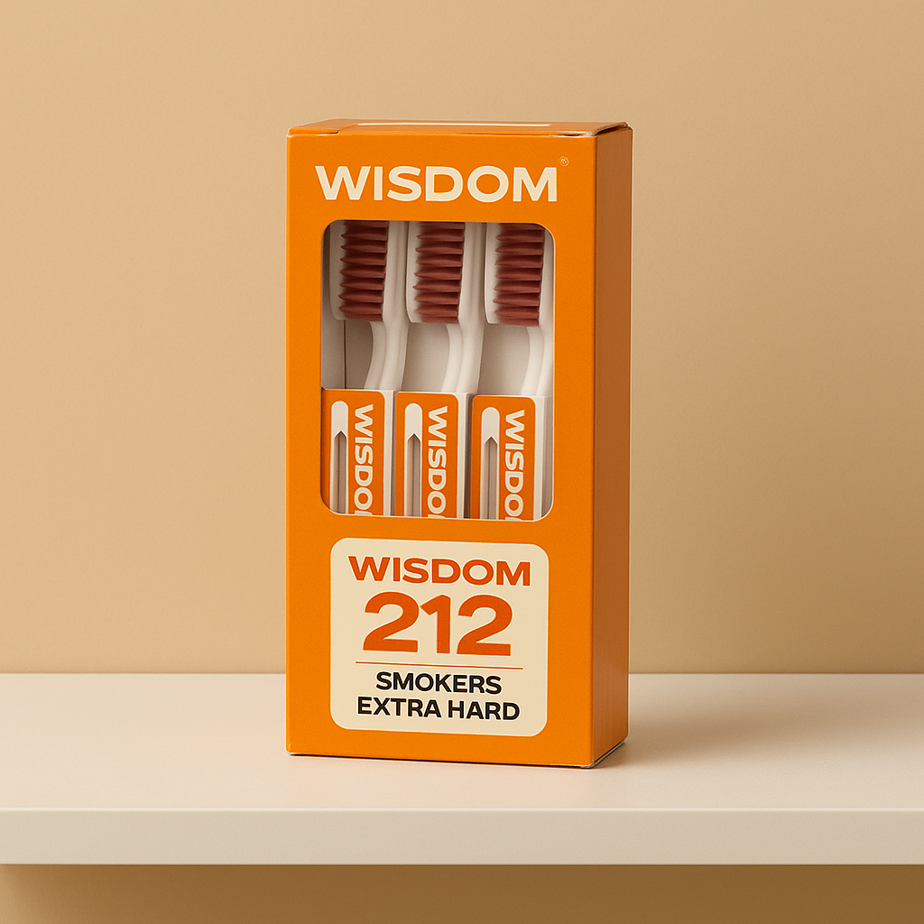 12X Wisdom 212 Smokers Extra Hard Brown Bristle Tooth Brush.USA