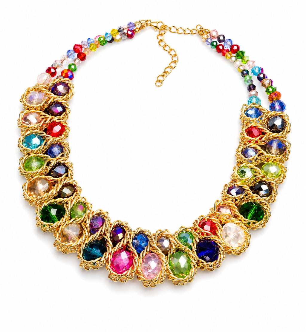 Rainbow Crystal Statement Necklace