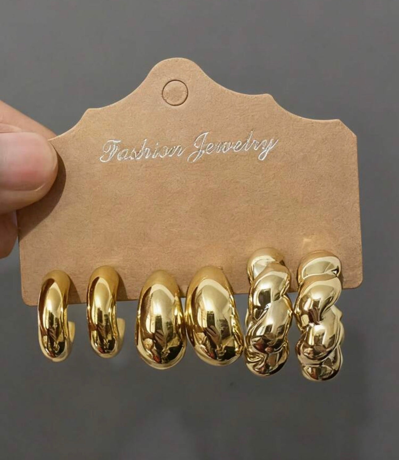 Golden Chic Hoop Earrings Set – 3 Pairs