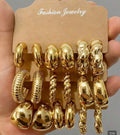 Golden Chic Hoop Earrings Set – 3 Pairs