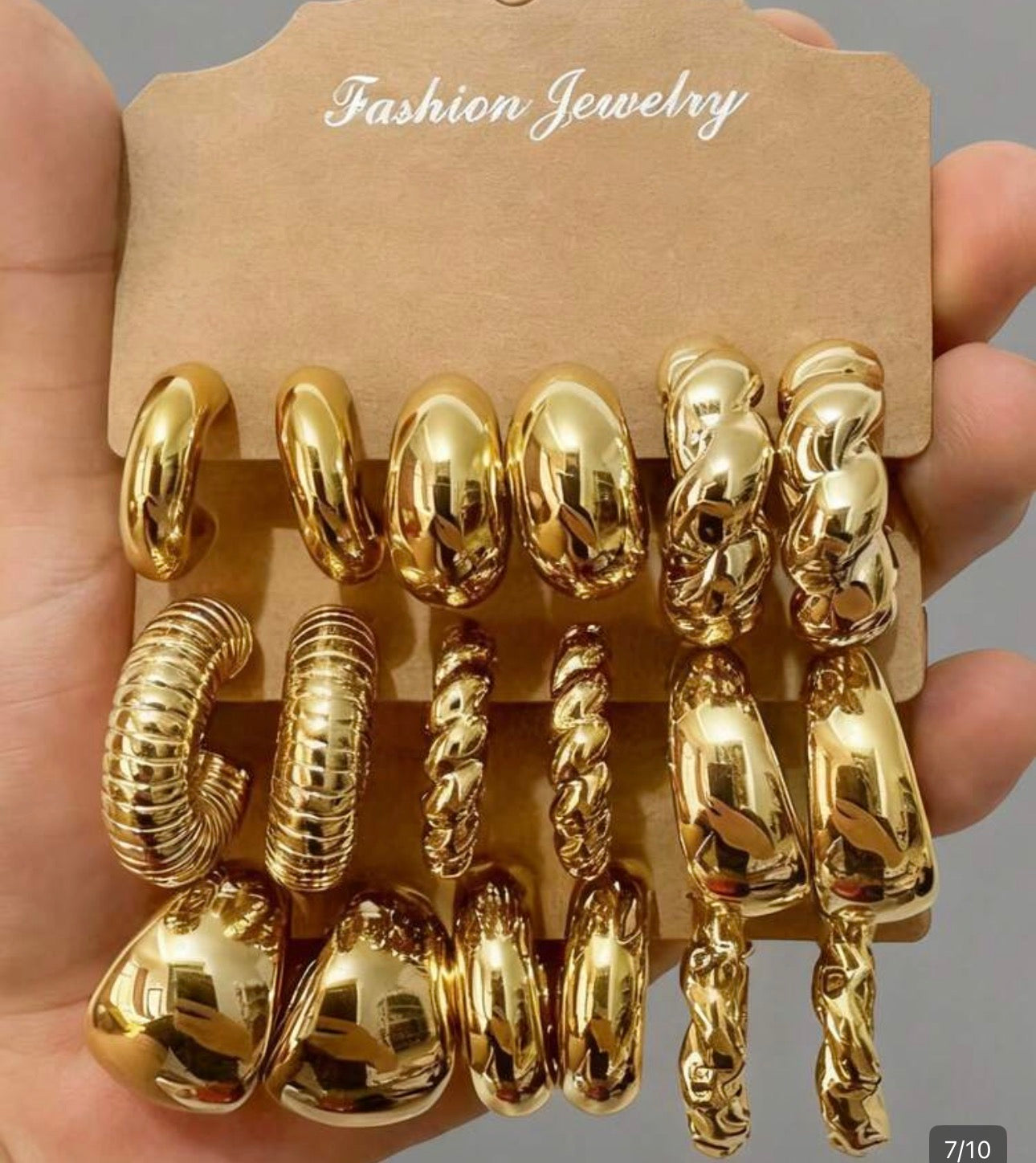Golden Chic Hoop Earrings Set – 3 Pairs