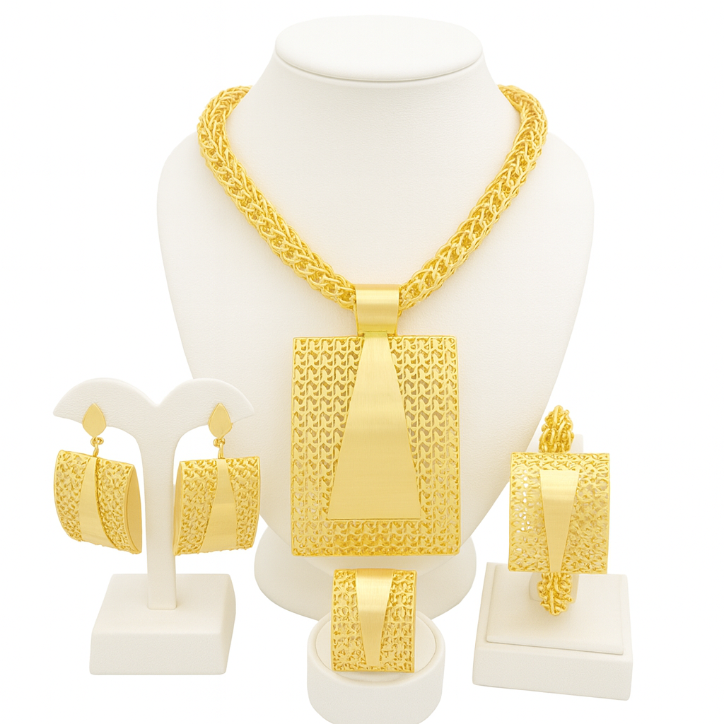 Royal Gold-Plated Statement Jewelry Set