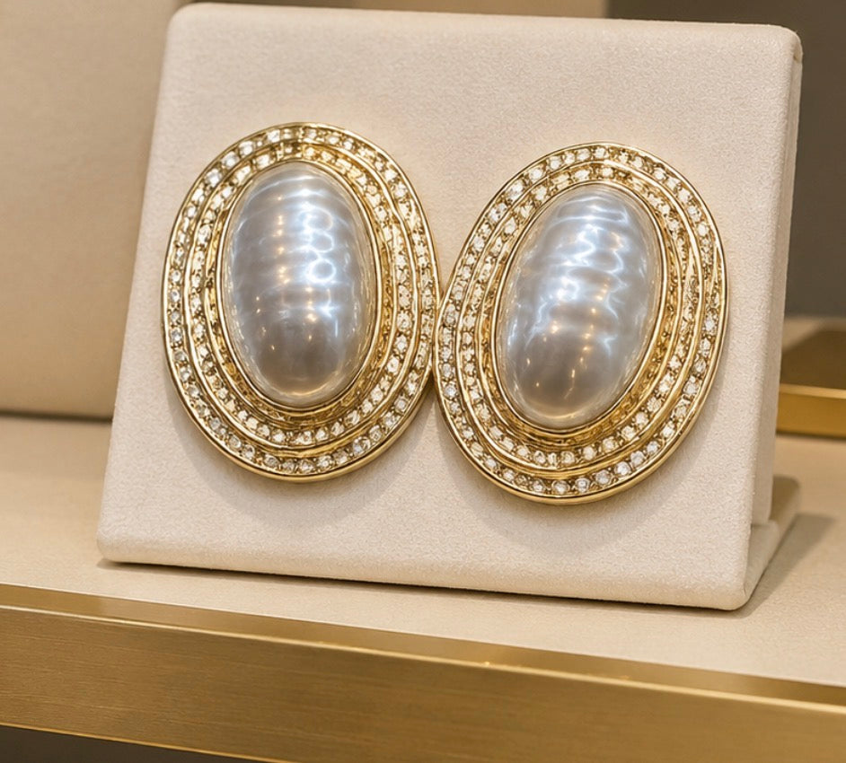 Elegant Vintage Pearl Statement Earrings