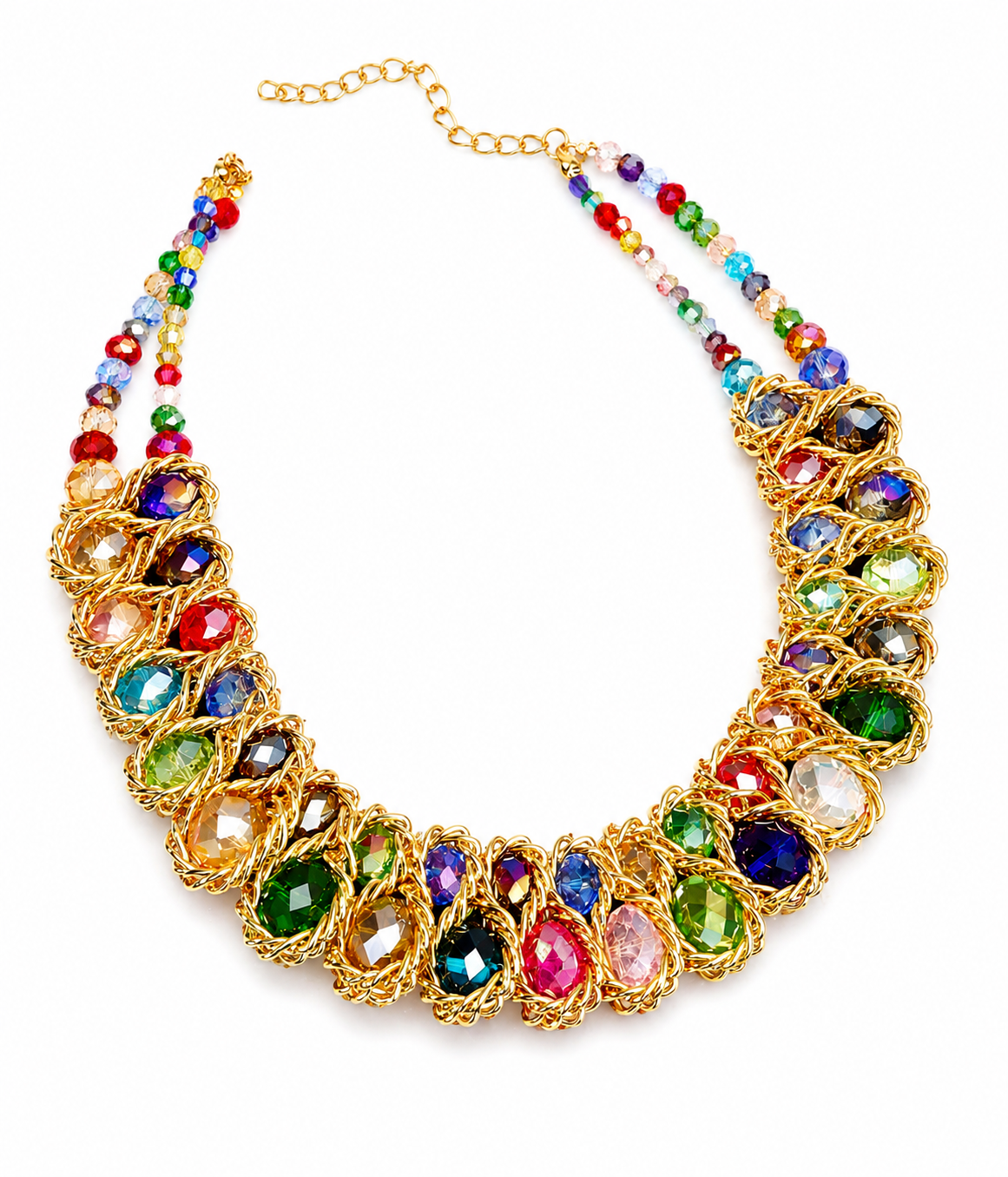 Rainbow Crystal Statement Necklace