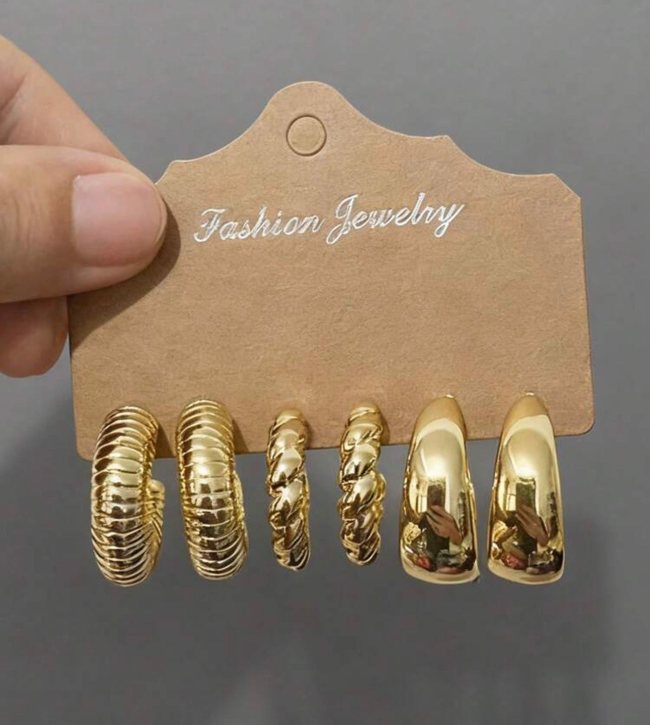 Golden Chic Hoop Earrings Set – 3 Pairs