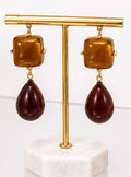 Amber & Burgundy Drop Statement Earring