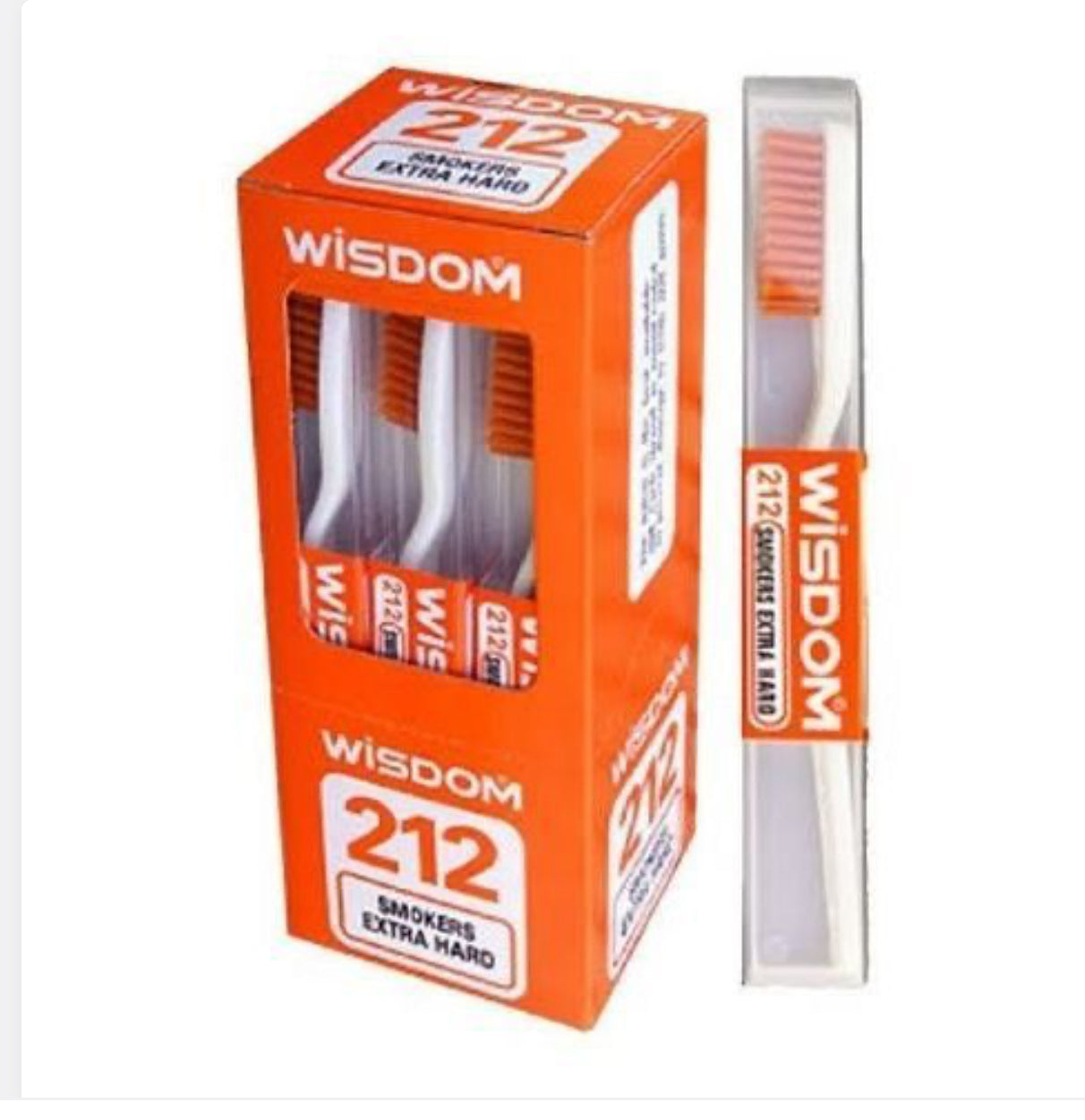12X Wisdom 212 Smokers Extra Hard Brown Bristle Tooth Brush.USA