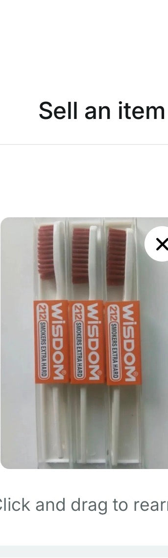 5  pcs Wisdom 212 Smokers Extra Hard Brown Bristle Tooth Brush.USA