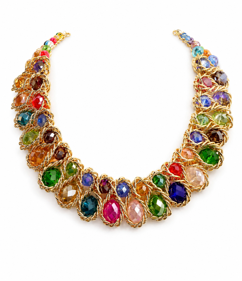 Rainbow Crystal Statement Necklace