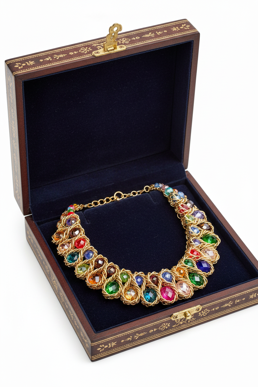 Rainbow Crystal Statement Necklace