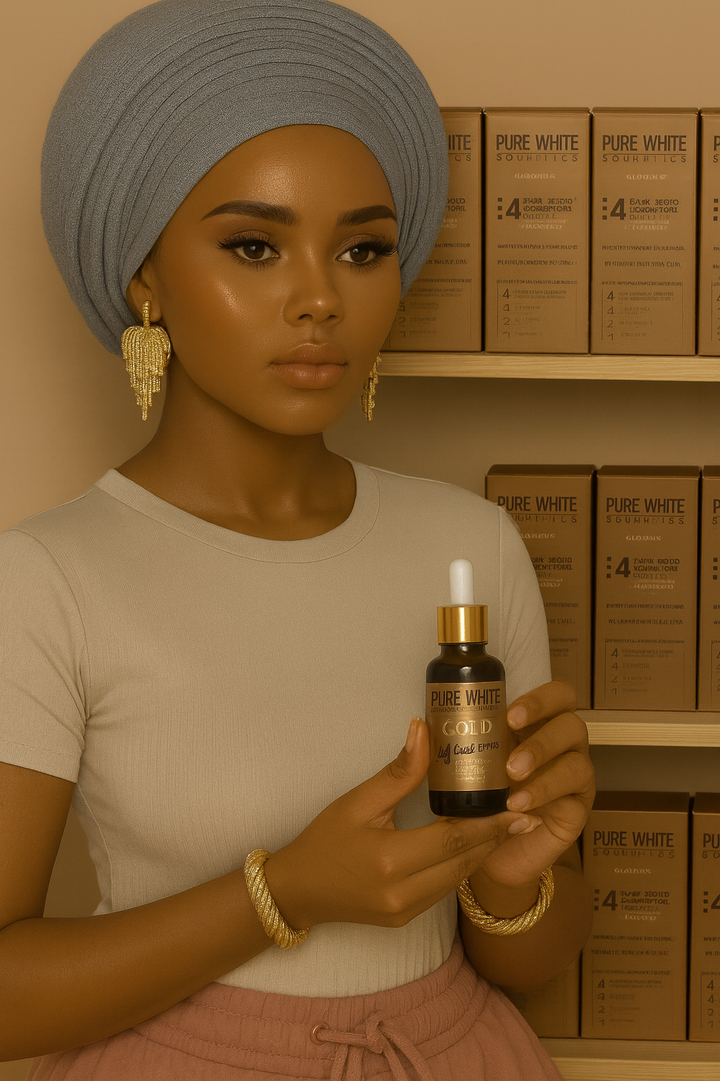 Pure White Cosmetics Gold Dark Spots Corrector Revitalising Fade Serum 1.69 Fl With Drop Cover
