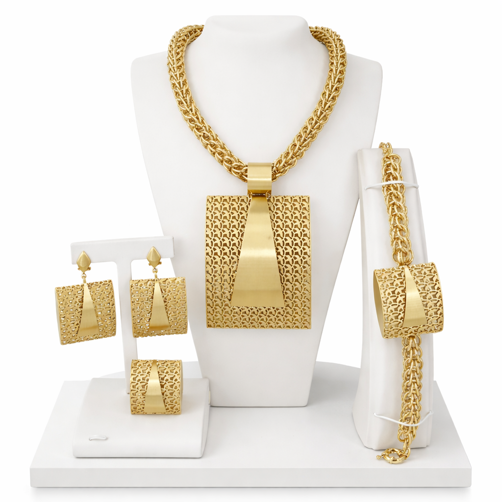 Royal Gold-Plated Statement Jewelry Set