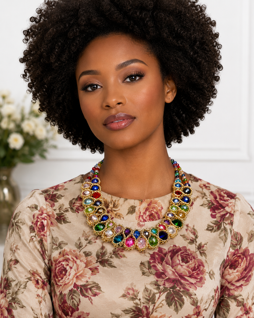 Rainbow Crystal Statement Necklace