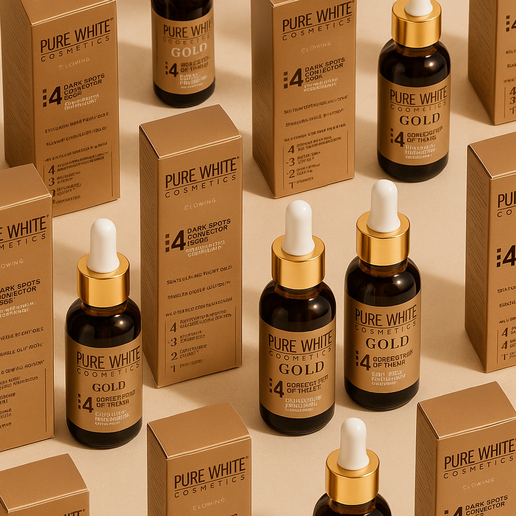 Pure White Cosmetics Gold Dark Spots Corrector Revitalising Fade Serum 1.69 Fl With Drop Cover