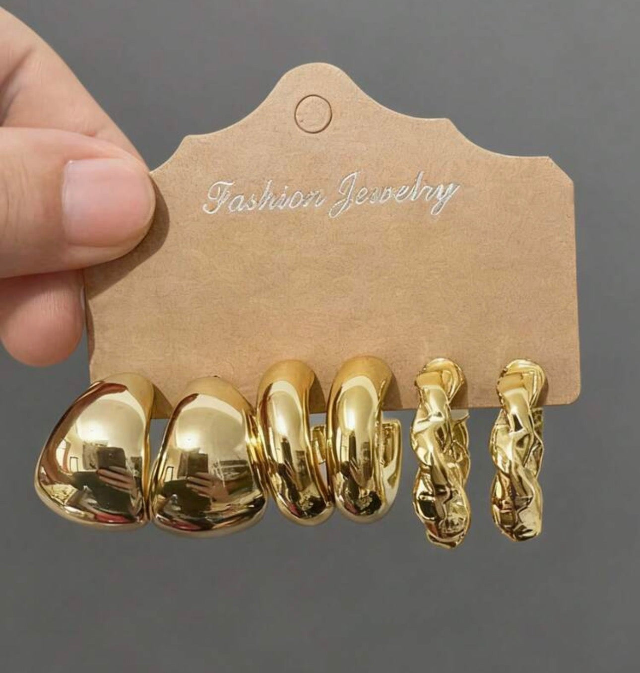 Golden Chic Hoop Earrings Set – 3 Pairs